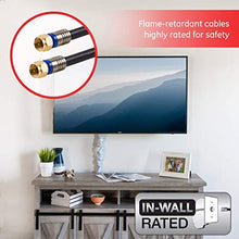 Load image into Gallery viewer, GE RG6 Coaxial Cable, 100 ft. F-Type Connectors, Quad Shielded Coax Cable, 3 GHz Digital, In-Wall Rated, Ideal for TV Antenna, DVR, VCR, Satellite, Cable Box, Home Theater, Black, 34842