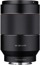 Load image into Gallery viewer, Rokinon AF 35mm f/1.4 Auto Focus Wide Angle Full Frame Lens for Sony FE Mount, Black (IO3514-E)