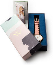 Load image into Gallery viewer, WRISTOLOGY Stella Womens Watch Rose Gold Black Face Roman Numeral Numbers Boyfriend Ladies Black Leather Strap Band