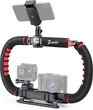 Load image into Gallery viewer, Zeadio Camera Smartphone Stabilizer, Foldable Handle Grip Handheld Video Rig, Compatibility with All Camera, Camcorder, Action Camera, DSLR and All iPhone and Android Smartphones
