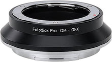 Load image into Gallery viewer, Fotodiox Pro Lens Mount Adapter Olympus Zuiko (OM) 35mm SLR Lens to G-Mount GFX Mirrorless Camera