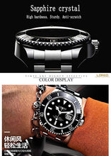 Load image into Gallery viewer, LOREO Mens Silver Stainless Steel Sapphire Glass Black Rotating Bezel Men's Automatic Watch