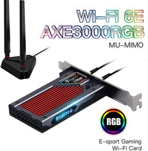 Load image into Gallery viewer, fenvi AX210 AX210NGW WiFi 6E PCI-E Wifi Card BT5.2 802.11ax Desktop Adapter MU-MIMO 2.4GHz 5GHz 6GHz Extended to 5400Mbps OFDMA Miracast vPro for gaming(Only wifi 6E router antennas support 6Ghz Band)