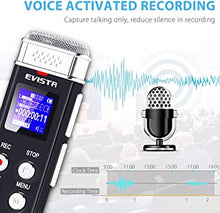 Load image into Gallery viewer, EVISTR 16GB Digital Voice Recorder Voice Activated Recorder with Playback - Upgraded Small Tape Recorder for Lectures, Meetings, Interviews, Mini Audio Recorder USB Charge, MP3