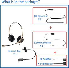 Load image into Gallery viewer, MAIRDI Telephone Headset with Microphone Noise Cancelling, Office Headset with RJ9 Jack for Home Call Center Landline IP Phones, Including 3.5mm Connector for Mobiles PC Laptops