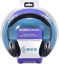 Load image into Gallery viewer, ECS WordSlinger Deluxe Over Head USB Transcription Headset | Transcribing Headphones with Volume Control and Noise Reduction