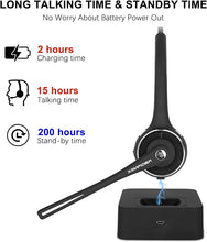 Load image into Gallery viewer, Trucker Bluetooth Headset Wireless Headset with Microphone Over The Head Headset with Noise Cancelling Sound On Ear Car Earphones Office Earpiece for Cell Phone Skype Call Center Bluetooth V5.0