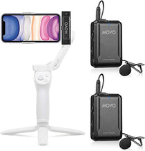 Load image into Gallery viewer, Movo Edge-DI-Duo Wireless Lavalier for iPhone - Perfect Compact Lav Mic for Smartphone Gimbal Stabilizer - Great for Vlogging, Filming, Teachers, and More - Compatible with DJI Osmo OM 4