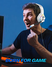 Load image into Gallery viewer, ZIUMIER Z66 White Gaming Headset with Microphone, Wired Over-Ear Headphone for PC PS4 PS5 Xbox One Controller, RGB LED Light, Bass Surround Sound
