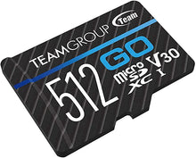 Load image into Gallery viewer, TEAMGROUP GO Card 512GB Micro SDXC UHS-I U3 V30 4K for GoPro & Action Cameras High Speed Flash Memory Card with Adapter for Outdoor, Sports, 4K Shooting TGUSDX512GU303