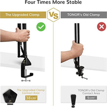Load image into Gallery viewer, Microphone Stand Extension Arm, TONOR Studio Suspension Scissor Boom Arm with Pop Filter, 3/8" to 5/8" Adapter, Mic Clip, Upgraded Heavy Duty Clamp for Blue Yeti Snowball Ice and Other Mics(T30)