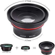 Load image into Gallery viewer, 37mm 0.39X Professional HD Wide Angle Lens with Macro Lens and 37mm Phone Clip for Camcorder DSLR Camera