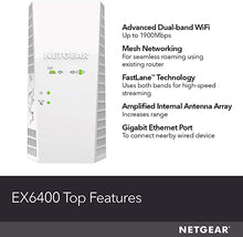 Load image into Gallery viewer, NETGEAR WiFi Mesh Range Extender EX6400 - Coverage up to 2100 sq.ft. and 35 devices with AC1900 Dual Band Wireless Signal Booster & Repeater (up to 1900Mbps speed), plus Mesh Smart Roaming