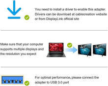 Load image into Gallery viewer, CableCreation USB 3.0 to HDMI Adapter (DisplayLink), USB External Display Graphics Adapter Compatible with Windows 10 / 8/ 8.1/ 7/ Vista/ XP, Black