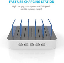 Load image into Gallery viewer, Charging Station for Multiple Devices, MSTJRY 5 Port Multi USB Charger Station with Power Switch Compatible with iPhone iPad Cell Phone Tablets (White, 5 Mixed Short Cables Included)