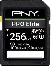 Load image into Gallery viewer, PNY 256GB PRO Elite Class 10 U3 V30 SDXC Flash Memory Card - 100MB/s, Class 10, U3, V30, 4K UHD, Full HD, UHS-I, Full Size SD