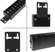 Load image into Gallery viewer, Vantec 7-Port USB 3.0 Hub, Aluminum, Full Powered, Mountable, with All Ports Data & Charging Up to 1.5A, BC 1.2, Premium 12V/3A, 36W Power Adapter (UGT-AH710U3-BK),Black