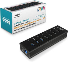 Load image into Gallery viewer, Vantec 7-Port USB 3.0 Hub, Aluminum, Full Powered, Mountable, with All Ports Data & Charging Up to 1.5A, BC 1.2, Premium 12V/3A, 36W Power Adapter (UGT-AH710U3-BK),Black