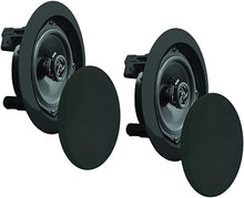 Load image into Gallery viewer, Pyle Ceiling Wall Mount Speakers - 5.25ö Pair of 2-Way Midbass Woofer Speaker 1'' Polymer Dome Tweeter Flush Design w/ 80Hz - 20kHz Frequency Response & 150 Watts Peak Easy Installation - PDIC51RDBK