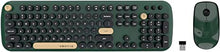 Load image into Gallery viewer, Colorful Wireless Computer Keyboards Mouse Combos, UBOTIE Polychrome Round Keycaps Retro PC Keyboards 2.4GHz Radio Frequency Connection with Optical Mouse(Green-Black)