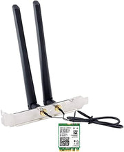 Load image into Gallery viewer, WiFi 6E (Gig+) Desktop Kit, AX210 Expands WiFi into 6GHz, 2230, 2x2 AX+BT 5.2+Tri-Band, Includes RF Cable (11 inch), 5dBi High Gain Antennas and Brackets