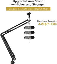 Load image into Gallery viewer, Microphone Stand Extension Arm, TONOR Studio Suspension Scissor Boom Arm with Pop Filter, 3/8" to 5/8" Adapter, Mic Clip, Upgraded Heavy Duty Clamp for Blue Yeti Snowball Ice and Other Mics(T30)