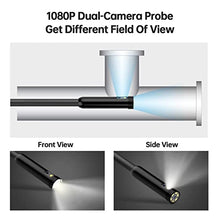 Load image into Gallery viewer, Dual Lens Endoscope Borescope, Teslong 4.5" HD Snake Inspection Camera with Light, Automotive Scope Camera with Flexible Cable, Home Waterproof Fiber Optic Camera for Sewer Duct Drain Pipe (16.5ft)