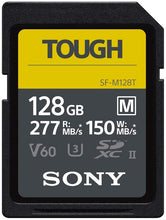 Load image into Gallery viewer, Sony TOUGH-M series SDXC UHS-II Card 128GB, V60, CL10, U3, Max R277MB/S, W150MB/S (SF-M128T/T1)