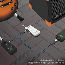 Load image into Gallery viewer, Getaria Wireless Guitar Transmitter Receiver Set 5.8GH Wireless Guitar System 4 Channels for Electric Guitar Cordless Instrument Digital Microphone Wireless Guitar Amplifier Remote Guitar Cable Pickup