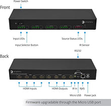 Load image into Gallery viewer, gofanco Intelligent 4x4 HDMI Matrix Switch 4K 60Hz YUV 4:4:4 HDR with Auto Downscaling (4K to 1080p) & Alexa Echo Voice Control, HDMI 2.0, HDCP 2.2, 18Gbps, IR, RS-232, Control4, TAA Compliant