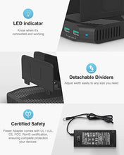 Load image into Gallery viewer, Unitek USB Charging Station for Multiple Devices, Charger Organizer Stand Dock with Dividers, Quick Charge 3.0 Compatible for Smartphone, Tablet, iPad and Other Electronics