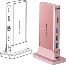Load image into Gallery viewer, LENTION USB C Docking Station with 100W PD, 4K HDMI, Gigabit Ethernet, USB 3.0/2.0 & Aux Adapter Compatible 2021-2016 MacBook Pro, Mac Air/Surface, More, Stable Driver Certified (CB-D53, Rose Gold)