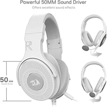 Load image into Gallery viewer, Redragon H350 White Wired Gaming Headset, Dynamic RGB Backlight - Stereo Surround-Sound - 50MM Drivers - Detachable Microphone, Over-Ear Headphones Works for PC/PS4/XBOX One/NS