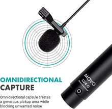 Load image into Gallery viewer, Movo LV4-O2 XLR Phantom Power Omnidirectional Lavalier Microphone Set, with Lapel Mic Clips and Windscreens - Perfect Lapel Microphone for Video Recording, Podcast, Interview, YouTube Production
