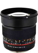 Load image into Gallery viewer, Rokinon AE85M-C 85mm F1.4 Aspherical Lens with Built in AE Chip for Canon DSLR Cameras (Black)