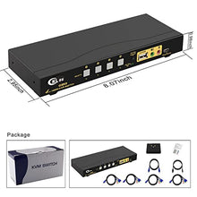 Load image into Gallery viewer, CKLau KVM Switch HDMI 4 Port with USB Hub, Audio and 4 KVM Cables, 4 Port HDMI KVM Switch Support 4K@60Hz 4:4:4, EDID Support Wireless Keyboard Mouse