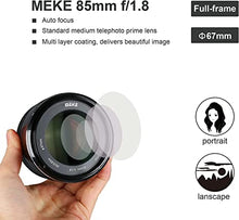 Load image into Gallery viewer, Meike 85mm F1.8 Full Frame Auto Focus Lens Compatible with EOS EF Mount Digital SLR Cameras