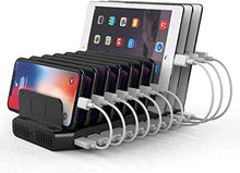 Load image into Gallery viewer, Unitek Fast Charging Station with Quick Charge 3.0, Multi USB Charger Station for Multiple Devices, iPhone, iPad, Tablet, Kindle-Black(UL Certified)