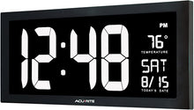 Load image into Gallery viewer, AcuRite 76102M Oversized LED Clock with Indoor Temperature, Date and Fold-Out Stand, 18" , White