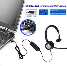 Load image into Gallery viewer, MKJ USB Headset with Microphone Noise Cancelling Laptop Headset for Conference Calls Computer PC Headset for UC Softphones Skype Zoom Microsoft Teams Zoiper Ringcentral Cisco Jabber IP Communicator