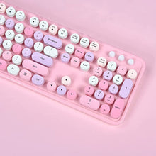 Load image into Gallery viewer, UBOTIE Colorful Computer Wireless Keyboard Mice Combo, Retro Typewriter Flexible Keys Office Full-Sized Keyboard, 2.4GHz Dropout-Free Connection and Optical Mouse (Pink-Colorful)