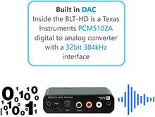 Load image into Gallery viewer, BluDento True Hi-Fi aptX HD Bluetooth 5.0 Music Receiver Long Range, Built-in Burr Brown DAC, for Streaming Audio to Any A/V Receiver, Powered Speaker, Amplifier