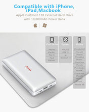 Load image into Gallery viewer, ?Mfi Certified by Apple? iDiskk 1TB (1024GB) iPad iPhone External Hard Drive Photo Storage for USB-C iPad iPhone 12/12 Pro Max/12 pro/11/11 pro/X/XR,MacBook PC,Android and with 10000mAh Power Bank