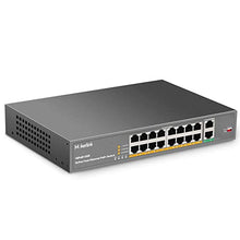 Load image into Gallery viewer, MokerLink 16 Port PoE Switch with 2 Gigabit Uplink Ethernet Port, 250W High Power, Support IEEE802.3af/at, Rackmount Unmanaged Plug and Play