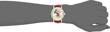 Load image into Gallery viewer, Disney Women's W001870 Mickey Mouse Gold-Tone Watch with Red Faux Leather Band