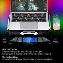 Load image into Gallery viewer, ICE COOREL RGB Laptop Cooling Pad 15 -17.3 Inch, Gaming Laptop Cooler Pad, Laptop Cooling Stand with 6 Quiet Fans and 6 Height Adjustable, LCD Screen and RGB Light, Two USB Ports and One Phone Stand