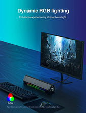 Load image into Gallery viewer, Computer Speakers, Dynamic RGB Computer Sound Bar, HiFi Stereo Bluetooth 5.0 & 3.5mm Aux-in Connection, USB Powered Computer Speakers for Desktop, PC, Laptop, Tablets