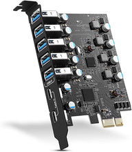 Load image into Gallery viewer, PCI-E to USB 3.0 7-Port(2X USB-C - 5X USB-A ) Expansion Card ,PCI Express USB Add in Card , Internal USB3 Hub Converter for Desktop PC Host Card Support Windows 10/8/7/XP and MAC OS 10.8.2 Above