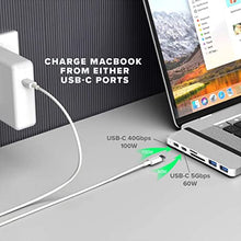 Load image into Gallery viewer, HyperDrive USB C Hub, Sanho Duo 7-in-2 USB-C Adapter for MacBook Pro Air with Magnetic Grip Thunderbolt 3 USB-C 40Gbps 100W PD USB-A 3.1 4K60Hz HDMI SD MicroSD, Silver