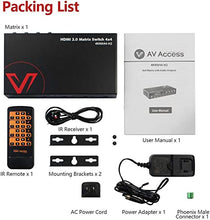 Load image into Gallery viewer, AV Access HDMI Matrix HDMI 2.0 Splitter Switch 4x4 4K@60Hz 4:4:4 HDR Dobly Vision CEC, Audio Extraction SPDIF 5.1CH, Downscaler, Web UI Control, Power-Off Memory,HDCP2.2 IR Remote API RS232